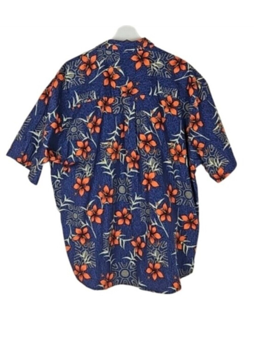 Natural Issue Tropical Print Short Sleeve Orange Blue Wrinkle-Free Shirt - Picture 2 of 4
